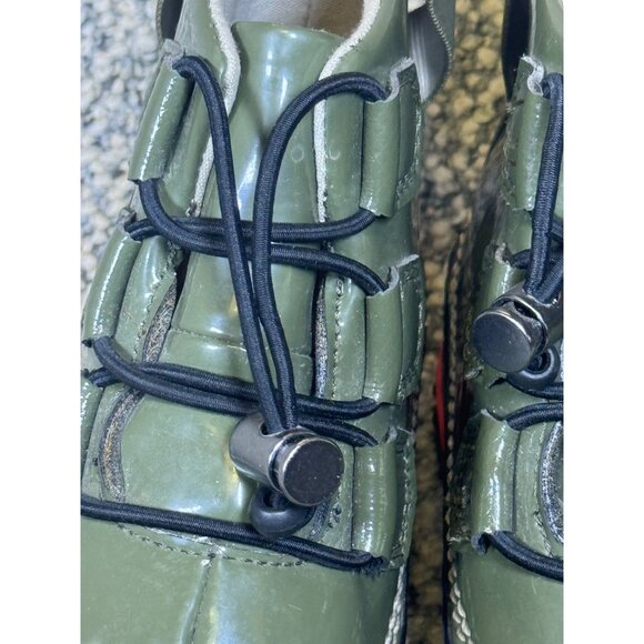 Sorel Waterproof Womens Duck Boots Size 8 Olive Green & Orange Rubber Sole - Picture 6 of 10